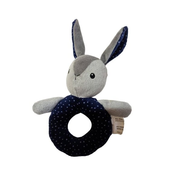 Ikea Bunny rabbit plush toy tattle baby gray blue 8" - Picture 3 of 8